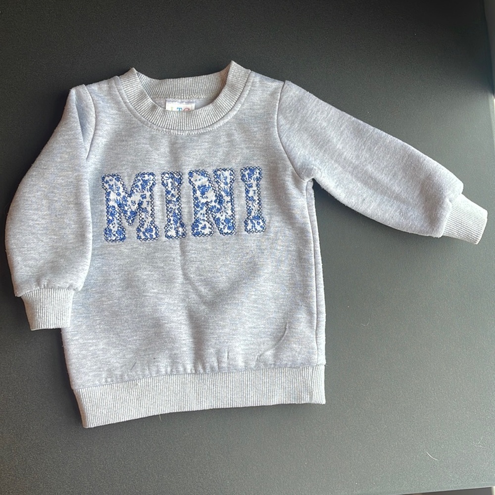 Baby’s Blue Floral “Mini” Sweater Size 12 month